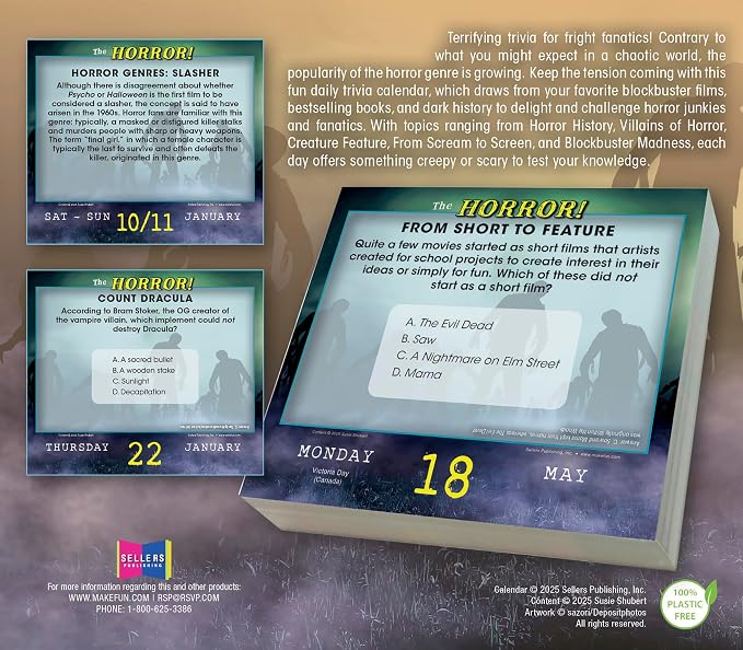 The Horror! 2026 Daily Desk Calendar: Boxed Page-a-Day Scary Movie & Trivia Calendar with Day-to-Day Frightening Facts for Horror Fans & Fright Fanatics - Image 3
