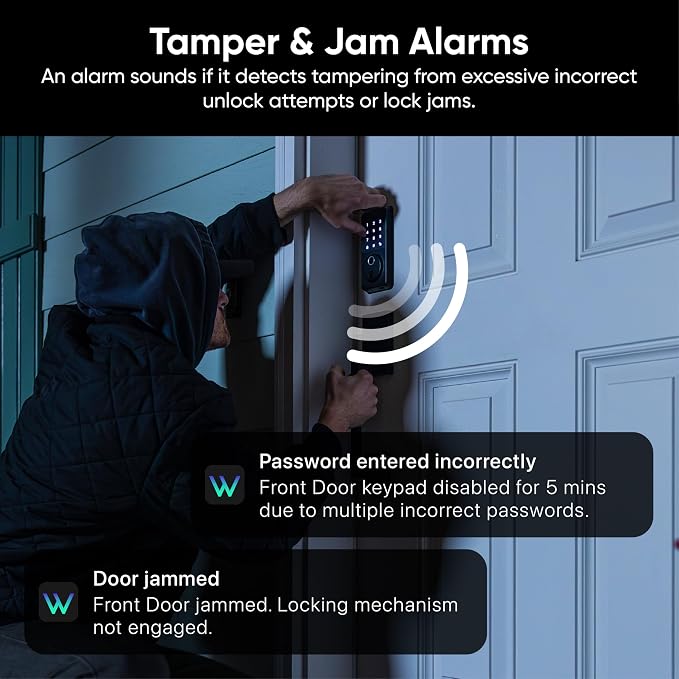 Wyze Auto-Lock Bolt v2, Fingerprint Keyless Entry Smart Lock, AI Learning Scanner with Wi-Fi Front Door Lock Deadbolt, Auto-Lock, 8 Months Battery, BHMA2, IP53, Anti-Peep Keypad, Backup Keys - Image 15