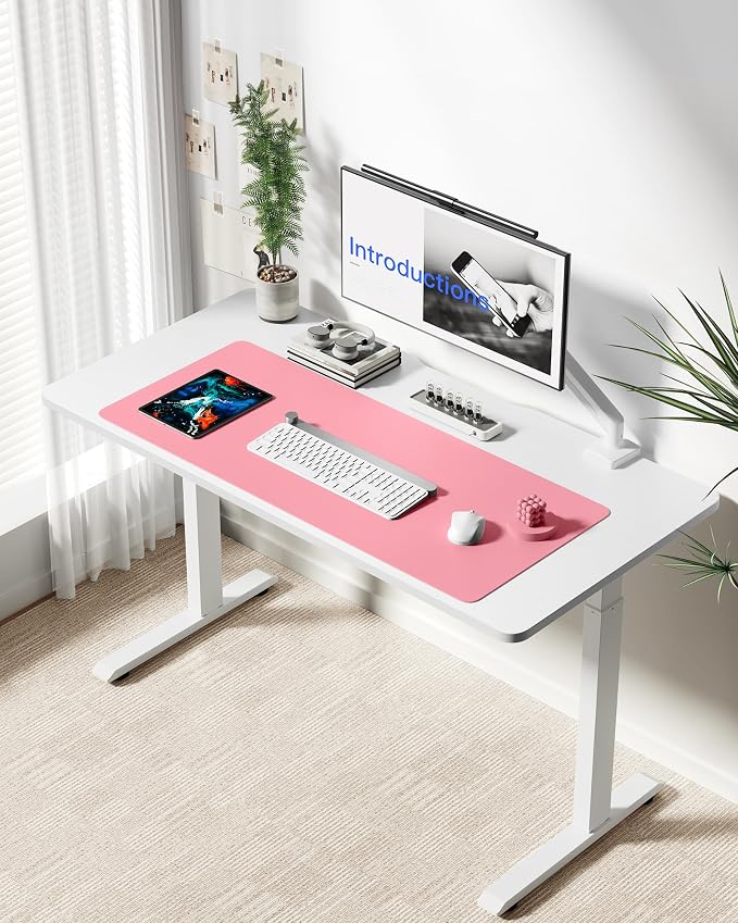 YSAGi Leather Desk Protector, Office Mat, Large Mouse Mat, Non-Slip PU Leather Blotter, Laptop Desk Mat, Waterproof Writing Pad for Office and Home(Pink, 42" x 17.2") - Image 2
