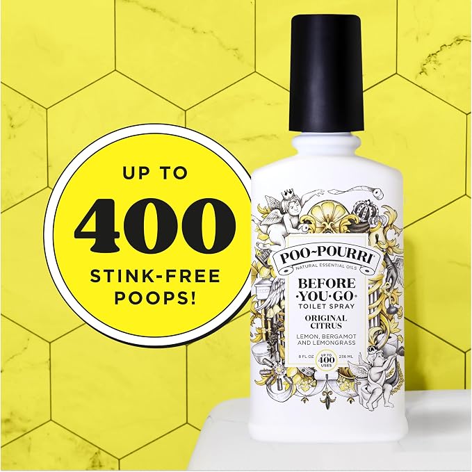 Poo-Pourri Before-You-Go Toilet Spray, Original Citrus, 8 Fl Oz, Up to 400 Uses, Bathroom Odor Deodorizer, Plant-Based with Essential Oils, for Home or Work, Lemon, Bergamot and Lemongrass Scent - Image 8