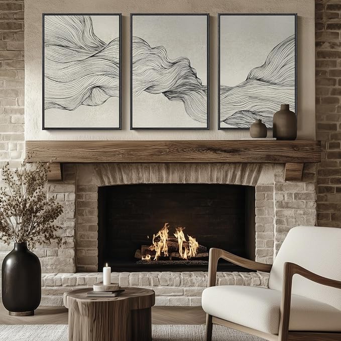 Large Framed Neutral Modern Abstract Wall Art, 3 Piece Black and Beige Canvas Prints Paintings Artwork for Walls, Minimalist Line Pictures for Living Room Hallway Office Wall Decor -Total 30x60 Inch - Image 8