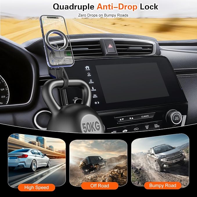 Car Phone Holder for Honda CRV 2017 2018 2019 2020 2021 2022: Magnetic Screen Cell Phone Mount for CR-V 5/7 Inch Touchscreen Accessories - 360° Rotation Compatible with MagSafe for iPhone Samsung - Image 6