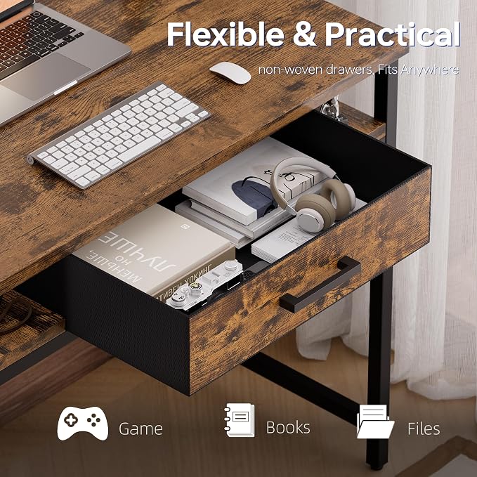 Pamray 32 Inch Small Computer Desk with Drawers for Bedroom Small Spaces | Compact, Sturdy, Easy Assembly, Mini, Suitable for Dorm and Apartment, Study and Writing - Image 5