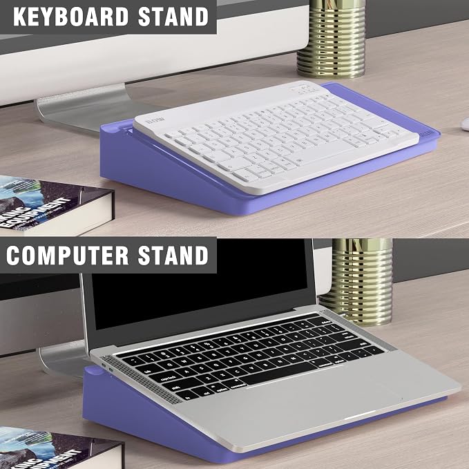 SELEAD Desktop Glass Whiteboard with Storage, Small Dry Erase White Board Computer Pad Keyboard Stand for Home, School, Office Desk Accessories - Purple - Image 6