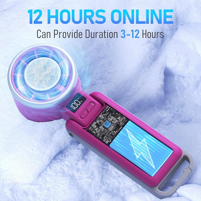 PlayHot Portable Handheld Turbo Fan with Ice Cooling, Rechargeable Personal Fan, Up tp 12Hrs Cooling, 5 Speed 25550RPM Powerful Portable Fan for Travel, Outdoor, Camping, Hiking (Magenta) - Image 5