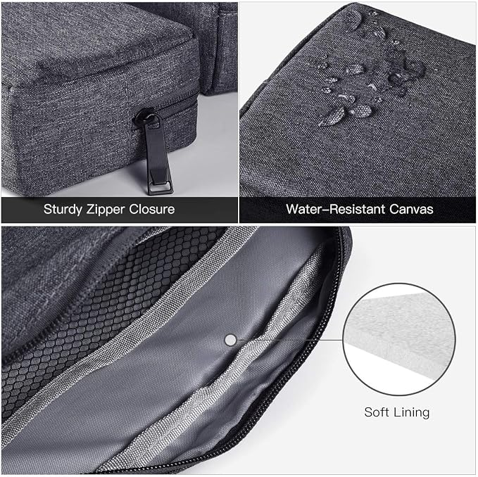 Universal Electronics Accessories Carrying Case, 2PCS Big + Small Portable Storage Pouch, Cosmetic Bag, Cable Organizer Compatible Hard Drive, Mouse, Power Bank, Adapter, Cellphone, Space Gray - Image 4