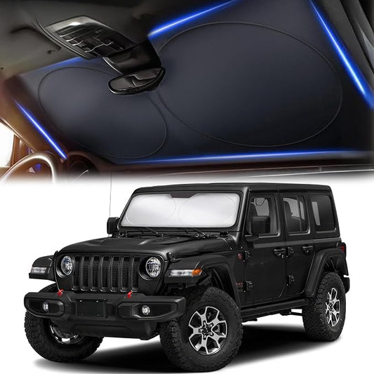 Autovir Windshield Sun Shade for Jeep, 280T UV Sun Blocker, Visor Shield by Autovir
