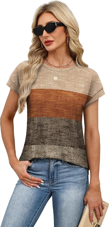 Alaroo Womens Summer Tops Short Sleeve Shirts Crew Neck Tshirt Cute Trendy Tunic Blouses (S-3XL) - Image 3