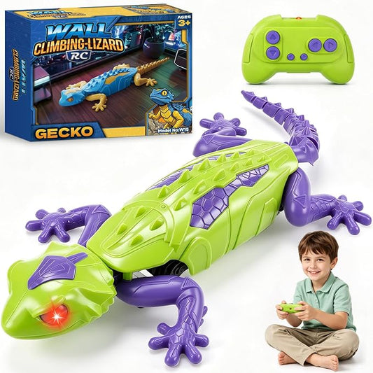 RC Wall Climbing Gecko, Rechargeable Remote Control Lizard Robot for Kids | 360° Rotating Wall Crawler Toy with LED Eyes, RC Stunt Car Toy Birthday Christmas Gift for 3-12 Year Old Boys Girls by Unknown
