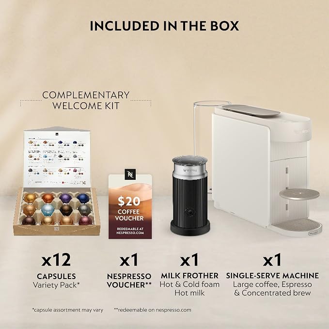 Nespresso Vertuo Up Coffee Machine with Milk Frother, White | Coffee and espresso maker by De'Longhi with 3 second start and iced mode. Aeroccino3 bundle for hot or cold milk foam. - Image 3