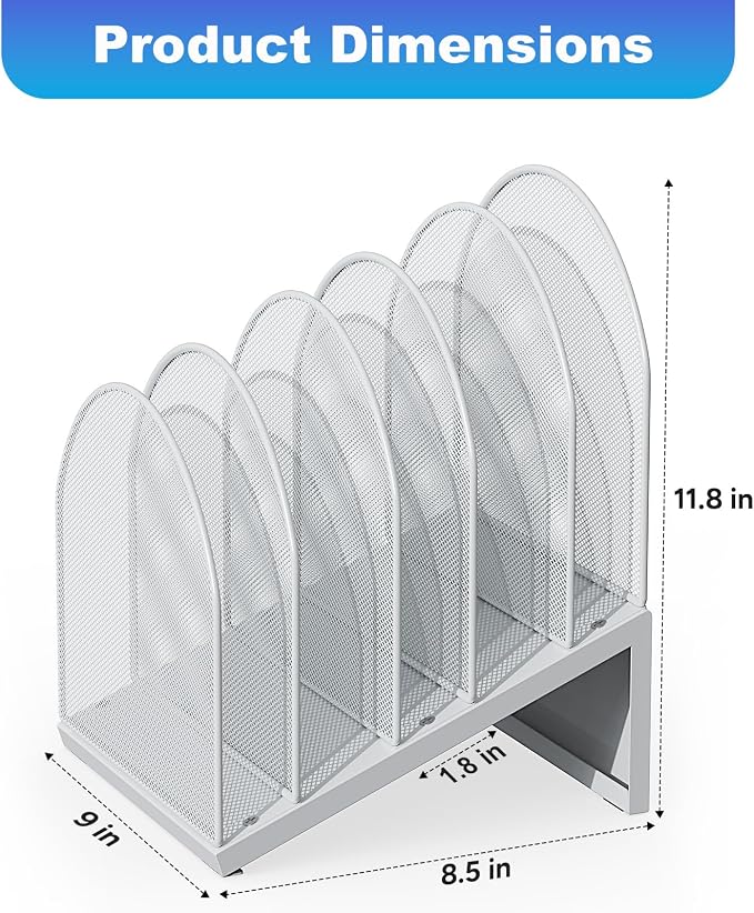 gianotter Desktop File Organizer with 5 Compartments | Desk Organizer Paper Organizer for Desk Workspace Organizers for Office Supplies (White, Inclined Style) - Image 4