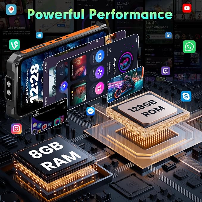 FOSSIBOT F110L Rugged Phone Unlocked (2026), 128dB Super Speaker 10000mAh/20W Battery Cell Phone 12GB+128GB/2TB Android 15 Smartphone, 6.75" HD+Display, 50MP AI Camera/120LM/Dual SIM/NFC/IP68/IP69K - Image 6