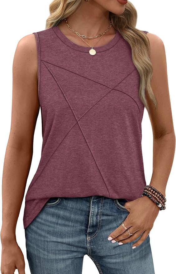 WIHOLL Women's Sleeveless Summer Crewneck Loose Fit Tank Tops - Image 4