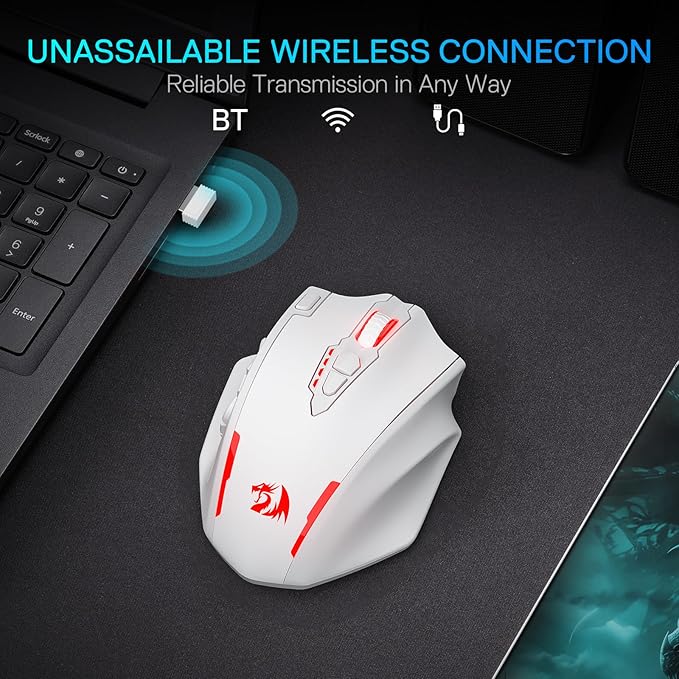 Redragon M913 MAX Wireless MMO Gaming Mouse 26000 DPI Remapping Keys | Cable-Free 0 Delay, Dedicated for FPS Gamers, Redefine Keybinding Macro, Vibing Backlight, Ergonomic Grip Body Comfort - Image 2