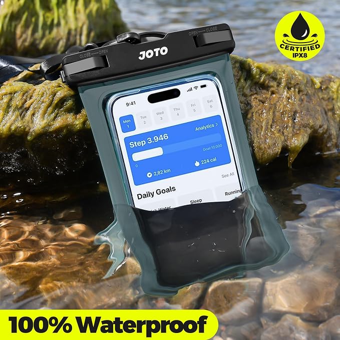JOTO Up to 7" Universal Waterproof Phone Case for iPhone 17 Air 16 15 14 13 12 11 Plus Pro Max, IPX8 Cellphone Dry Bag XR X SE, Galaxy S23 S22 S21 S20+ S20 S10 Plus Note, Pixel -Grey - Image 2
