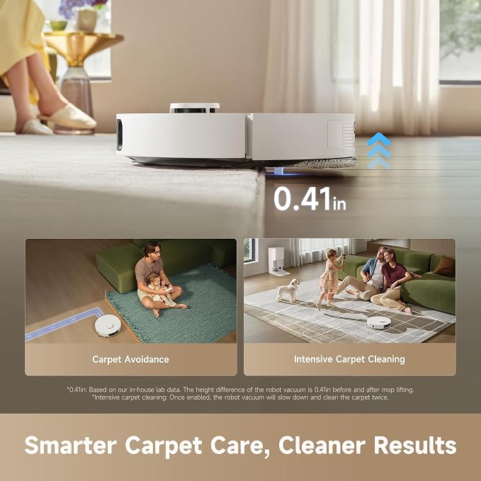 dreame D30 Ultra Robot Vacuum and Mop, All-in-One Base Station | 25,000Pa Powerful Suction, 100-Days Auto-Empty, MopExtend Tech for Edge Cleaning, Smart Obstacle Avoidance, White - Image 7