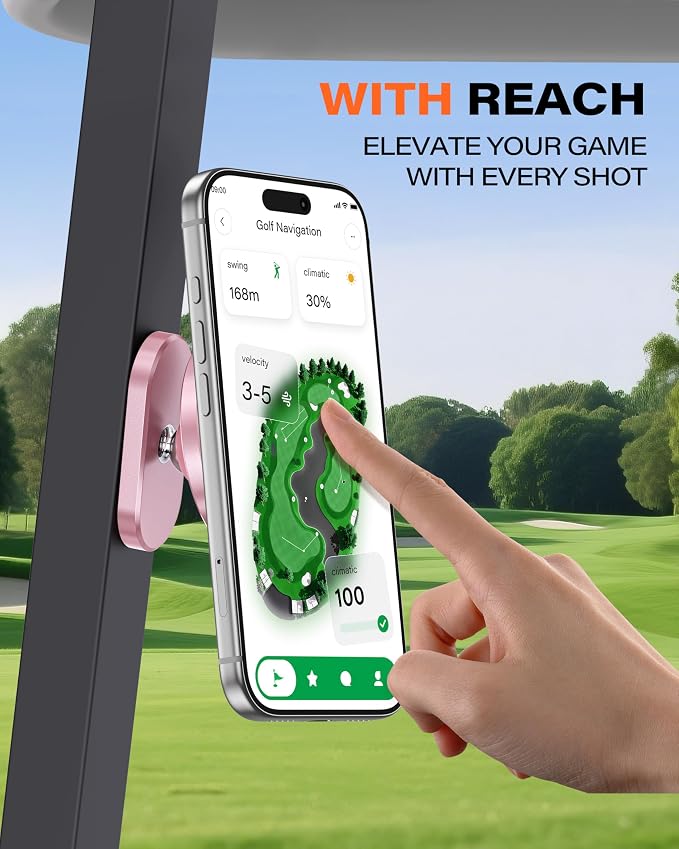A2C Pink Alloy Magnetic Golf Cart Phone Holder, Golf Accessories for Women | Unique Golf Gifts for Female Golfers Ladies Her Girls Mom Mother Wife, Golf Accessories Essentials Fits EZGO Club Car Yamaha - Image 2