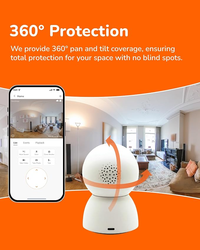 SensForge 2.5K Indoor Pan-Tilt Security Camera Lite, 360° Dual-Band WiFi Camera for Home, Free AI Human & Pet Detection, 2-Day Cloud + Two-Way Talk, Optional AI + Storage Upgrade - Image 4