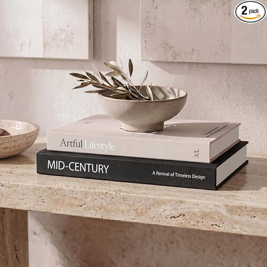 Aesthetic Decorative Books - Set of 2 Stylish Boxes Enhance Your Coffee Table, Bookshelf or Mantel Decor - Beautiful Fake/Faux Books for Modern Home Decoration, Photo Storage and as a Keepsake Box by ZICOTO
