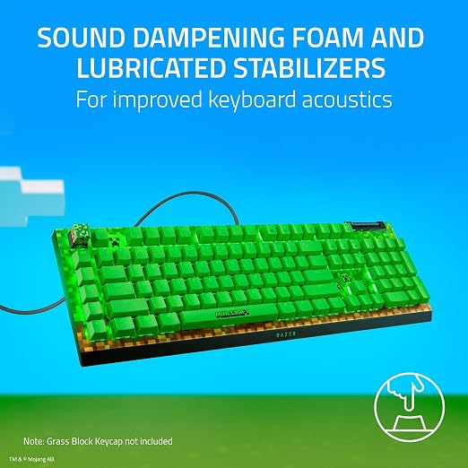 Razer BlackWidow V4 X Mechanical Gaming Keyboard, Minecraft Edition | Green Switches Tactile & Clicky, 6 Macro Keys, Chroma RGB, Doubleshot ABS Keycaps, Sound Dampening & Stabilizers - Image 8