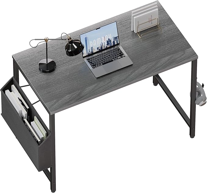 Pamray 32 Inch Computer Desk for Small Spaces with Storage Bag, Home Office Work Desk with Headphone Hook, Small Office Desk Study Writing Table by PAMRAY