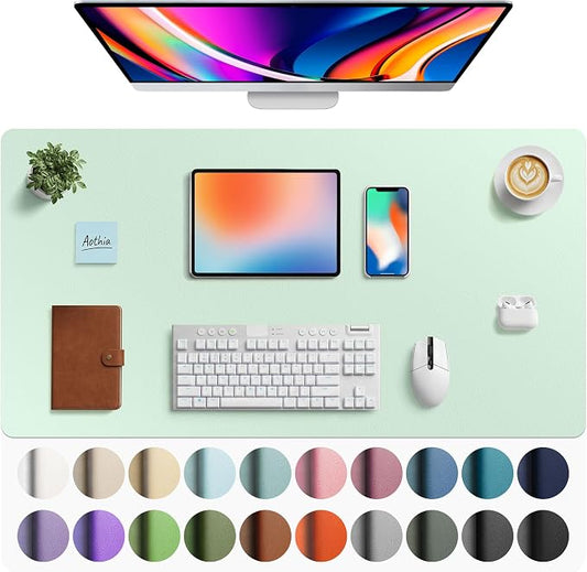 Aothia Faux Leather Desk Mat - Large Mouse Pad, Non-Slip PU Leather Blotter, Waterproof Writing Surface for Office and Home (Aqua, 40" x 24") by AothiaSimpleNaturalUnique