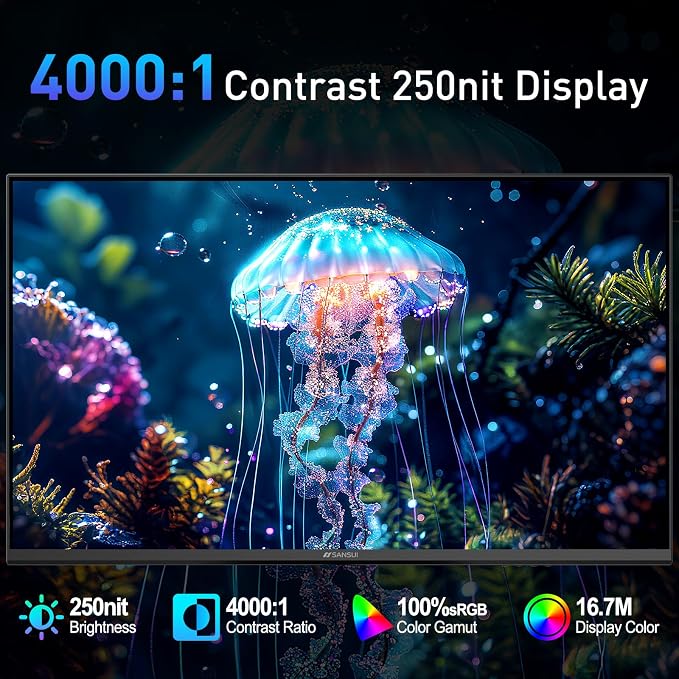 SANSUI 22 Inch 120Hz Monitor, FHD Computer Monitor 4000:1 Contrast Ratio with Adaptive Sync, HDR 100% sRGB, HDMI x 2, VESA Mount, Eye Care for Home/Office (ES-22X3AH, One HDMI Cable Included). - Image 3