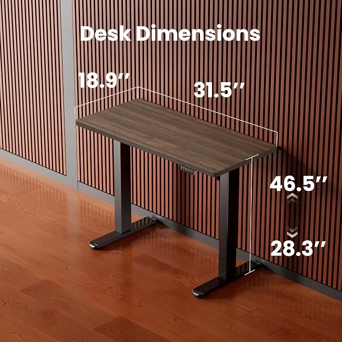 ErGear Height Adjustable Electric Standing Desk, 32 x 19 Inches Sit Stand up Desk, Memory Computer Home Office Desk, Dark Walnut - Image 3