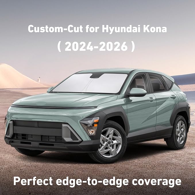 EcoNour Windshield Sunshade Compatible for Hyundai Kona 2024 2025 2026, Sun Visor for Front Windshield & Window Sun Shade Cover, UV Heat Blocker & Protector, Car Accessories - Image 2