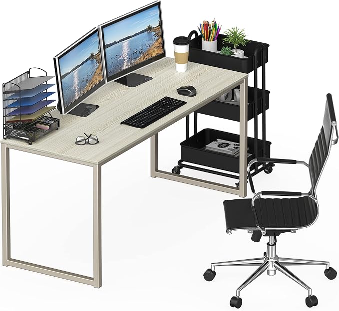 SHW Mission 55-Inch Home Office Computer Desk, Maple - Image 8