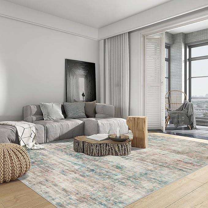 4x6 Area Rugs Washable Rug: Modern Abstract Living Room Rug Soft Anti-Skid Thin Carpet Indoor Floor Non-Shedding Carpets for Bedroom Dining Room Farmhouse Nursery Home Office - Multi Color - Image 3