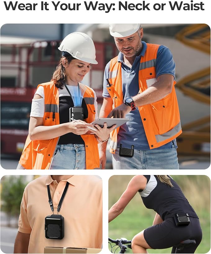 SLENPET Portable Waist Clip Fan, 6000mAh Battery Operated Necklace Fan, 23 Hours Working Time, 3 Speeds, 5100RPM Strong Airflow Hands-free Belt Fan for Outdoor Works, Farm, Hiking, Camping, Travel - Image 5