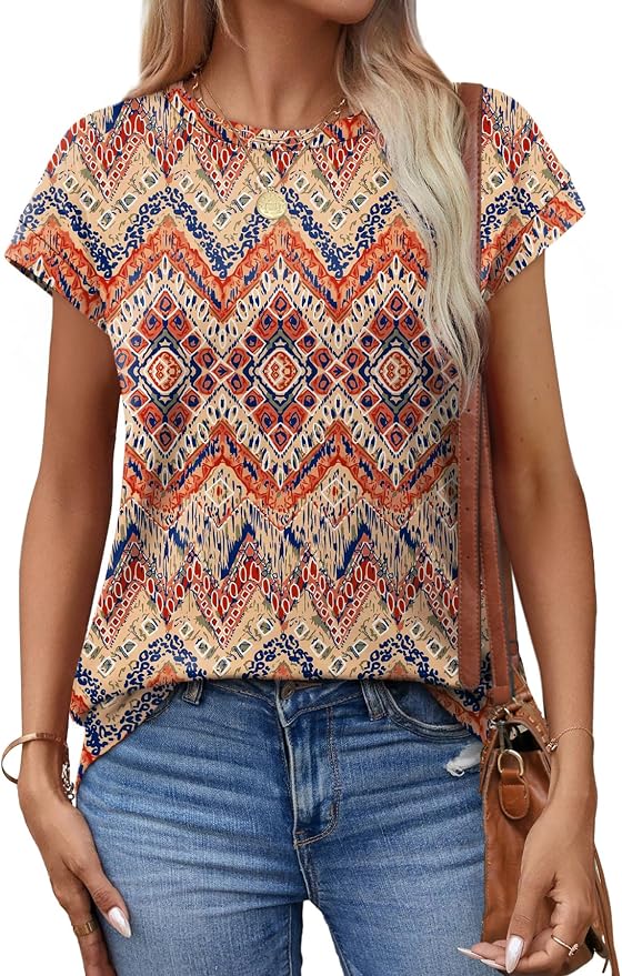 Alaroo Womens Summer Tops Short Sleeve Shirts Crew Neck Tshirt Cute Trendy Tunic Blouses (S-3XL) - Image 3