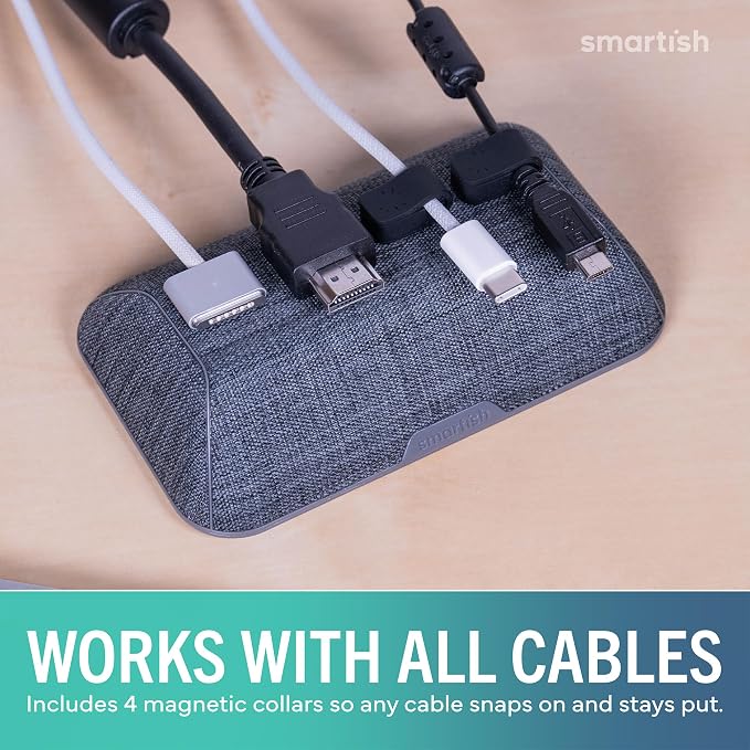 Smartish® Magnetic Cord Holder - Bigger Cable Wrangler Organizer with Magnet Clips for Charger Management on Desktop, Nightstand - Holds 6+ Cables - No. 2 Pencil Gray - Image 6