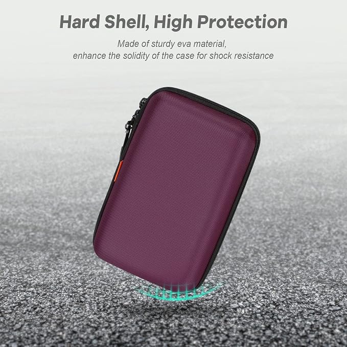 Deep Purple Carrying Case - GLCON Hard Storage Case Electronics Organizer Tech Pouch for Hard Drive, Power Bank, Cell Phone, Charger Enclosure - Portable Travel Pouch Bag with Carabiner - Image 4