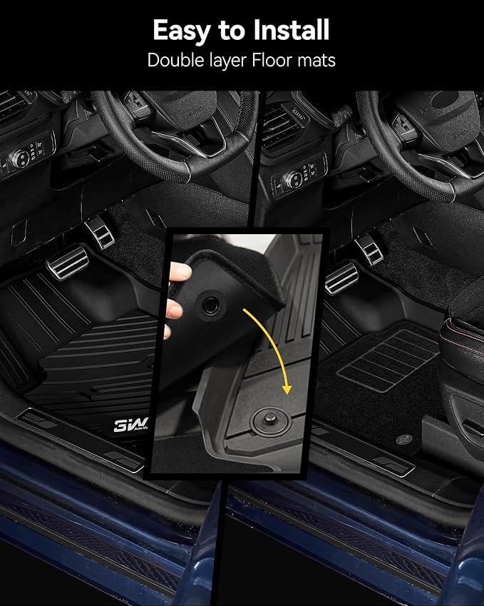 3W Floor Mats & Cargo Liner & Carpets Fit for 2021-2024 2025 Ford Bronco 4 Door, All Weather TPE Custom Fit Floor Liner and Trunk Mat Full Set Car Mats (Not for Bronco Sport & Rubberized Floor) - Image 8
