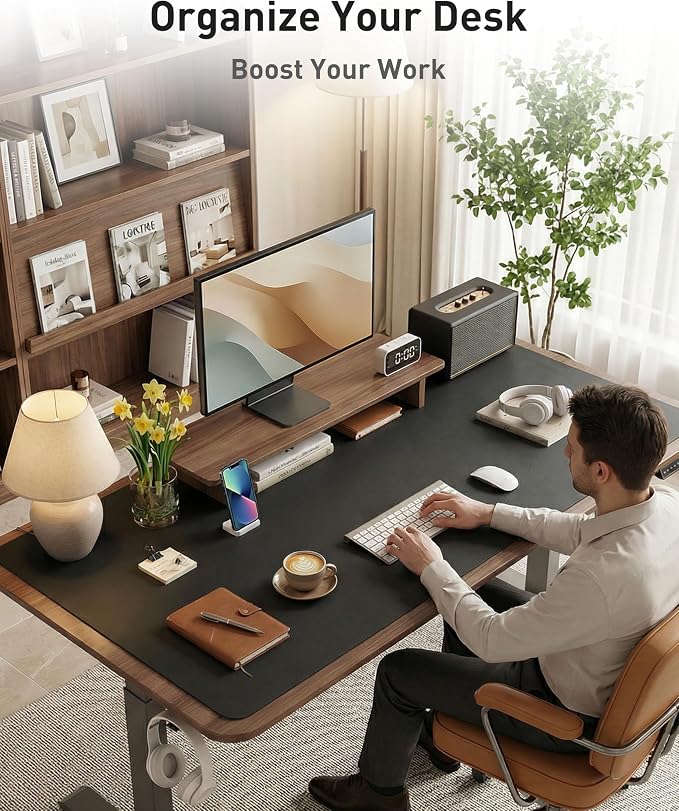 Aothia Faux Leather Desk Mat - Large Mouse Pad, Non-Slip PU Leather Blotter, Waterproof Writing Surface for Office and Home (Black, 63" x 17") - Image 8