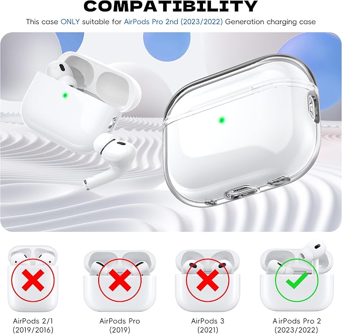 Airpods Pro 2nd/1st Generation Case Cover, Compatible with Airpods Pro Case 2nd Gen USB C Charging Port, Clear Soft Transparent Military Grade Shockproof Case, Clear White - Image 5