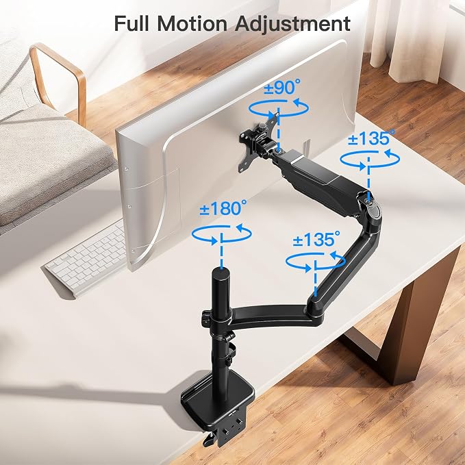 Extra Long Arm Monitor Mount, Fits Max 32" Hold up to 19.8lbs | Single Long Arm Computer Desk Mount, Extra Long Adjustable Stand, Tall Arm with Tilt, Swivel, Rotation, VESA 75/100mm - Image 7