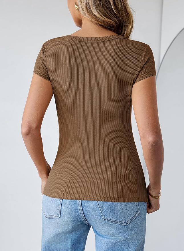 Pink Queen Sexy Tops for Women Cutout Keyhole Neck Cap Sleeve Shirts Casual Summer Clothes 2026 Fashion - Image 6