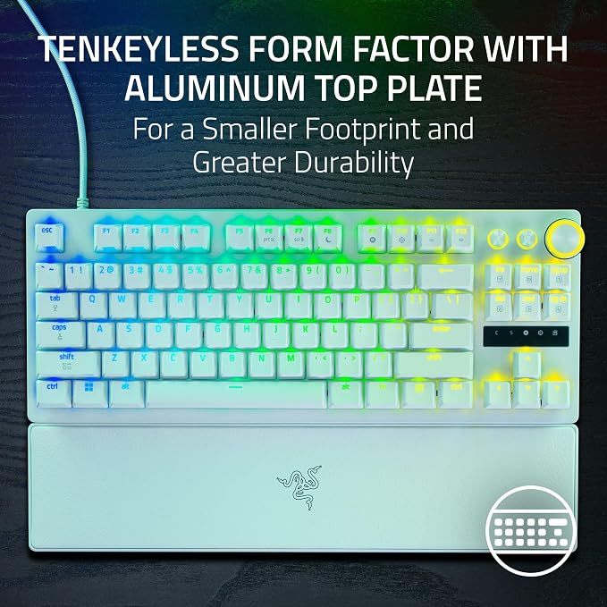 Razer Huntsman V3 Pro TKL 8KHz Esports Gaming Keyboard, White | Analog Optical Switches Gen 2, 8000 Hz Polling, Razer Snap Tap, Rapid Trigger, Adjustable Actuation, Media Controls - Image 11