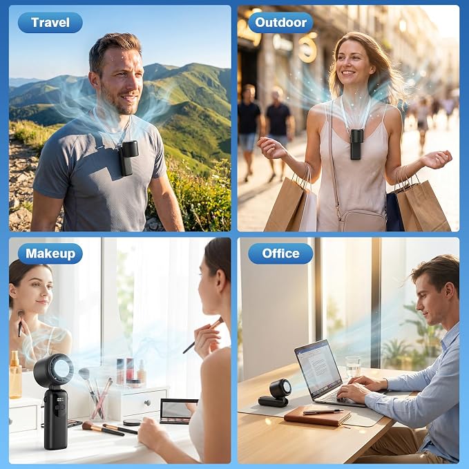 Morelax Handheld Portable Turbo Fan with Ice Cooler,Cooling Plate with 1 Second Cooling Sensation,Speed (1-100) Rechargeable Personal Fan,Neck/Tabletop, Hand Held/desktop,Small Portable Travel Fan - Image 7
