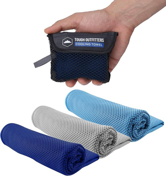 Tough Outdoors Cooling Towels for Neck Face - Neck Cooling Towel for Hot Weather Yoga Sports Golf Sweat - Instant Cold Towel - 3 Pack by ToughOutdoors
