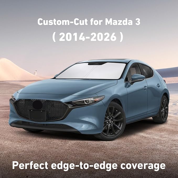 EcoNour Windshield Sunshade Compatible for Mazda 3 2014-2024 2025 2026, Sun Visor for Front Windshield & Window Sun Shade Cover, UV Heat Blocker & Protector, Car Accessories - Image 2