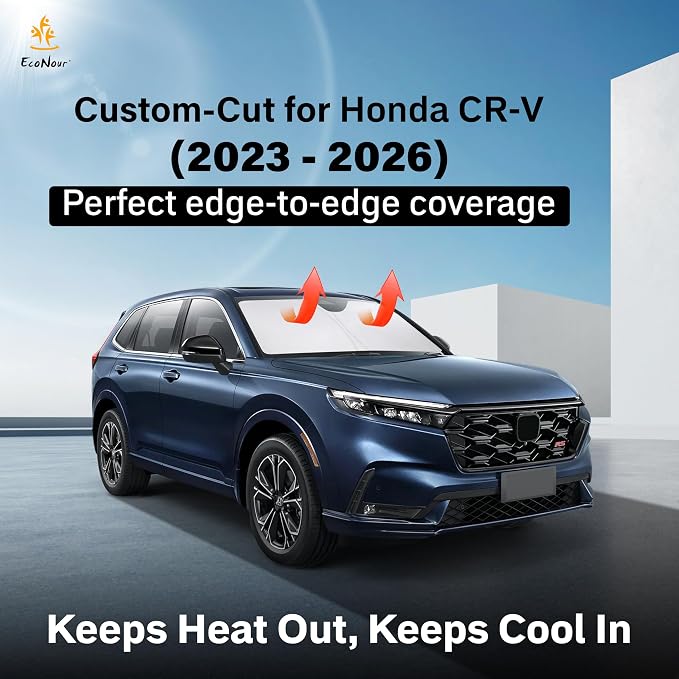 EcoNour Windshield Sunshade for Honda CRV 2023-2024 2025 2026 Sun Visor for Front Windshield & Window Sun Shade Cover, UV Heat Blocker & Protector, Car Accessories - Image 2