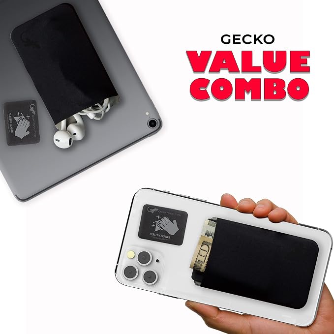 Phone Wallet - Adhesive Card Holder - Cell Phone Pouch - Stick on Lycra Pocket by Gecko - Carry Credit Cards and Cash - Image 2