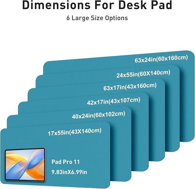 Aothia Faux Leather Desk Mat - Large Mouse Pad, Non-Slip PU Leather Blotter, Waterproof Writing Surface for Office and Home (Turquoise, 40" x 24") - Image 5