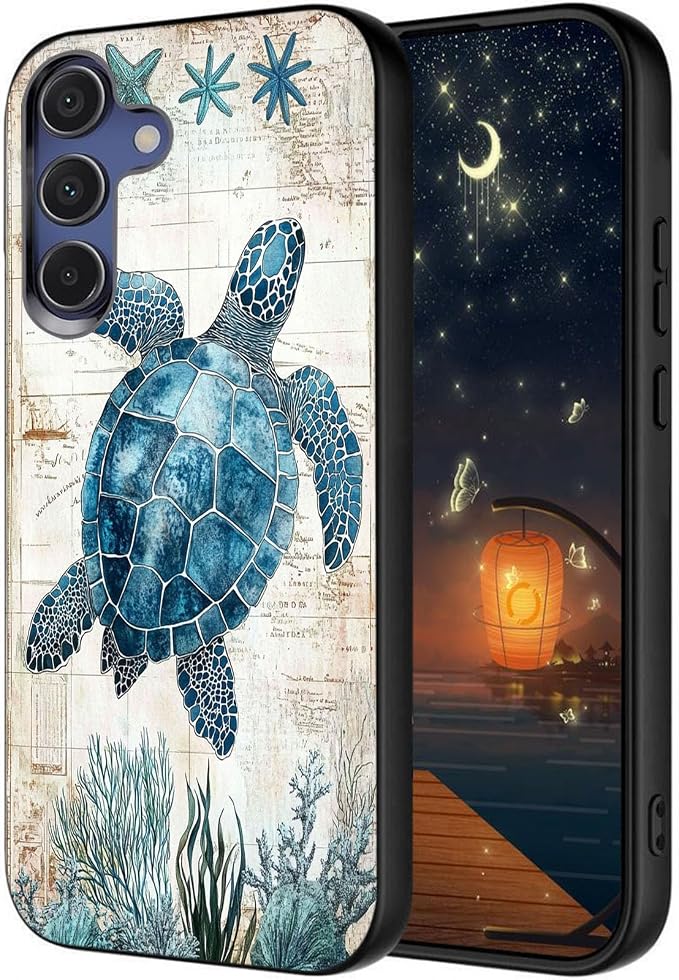 Designed for Galaxy S24 FE Phone Case,Slim Silicone Shockproof Protective Case for Galaxy S24 FE 6.7 inch,Sea Turtle Illustration by Unknown
