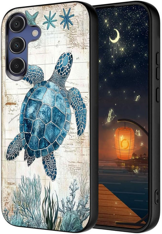 Designed for Galaxy S24 FE Phone Case,Slim Silicone Shockproof Protective Case for Galaxy S24 FE 6.7 inch,Sea Turtle Illustration by Unknown