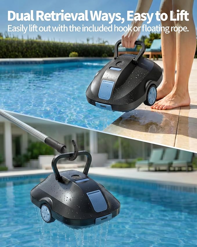 2026 Upgrade Robotic Pool Cleaner -Up to 250-Min Cordless Automatic Pool Vacuum Robot for Above Ground & Inground Pools -Powerful Suction Self-Parking for Swimming Pool up to2200 Sq. Ft Black - Image 5